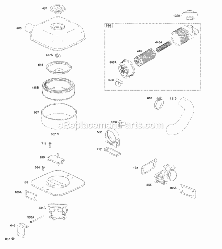 Air Cleaners Diagram and Parts List for 611475-0119-E1  Briggs and Stratton Engine